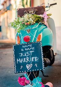 Paper Rose - Wedding Card Moped Just Married