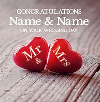Paper Rose - Wedding Card Mr & Mrs Pebble Hearts