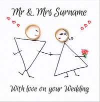 Paper Rose - Wedding Card Mr & Mrs Rings & Triangles