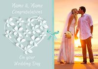 Tap to view Paper Rose - Wedding Card Photo Upload Turquoise