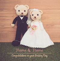 Paper Rose - Wedding Card Teddy Bear Bride & Groom