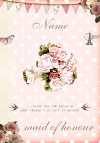 Tap to view Peony Teacup - Maid of Honour Wedding Card