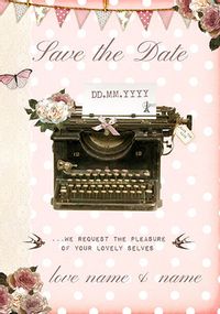 Peony Teacup - Save The Date Wedding Card