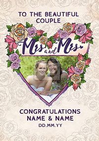 Rosa Photo Congratulations Mrs & Mrs Wedding Card
