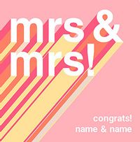 Congrats Mrs & Mrs personalised Wedding Card