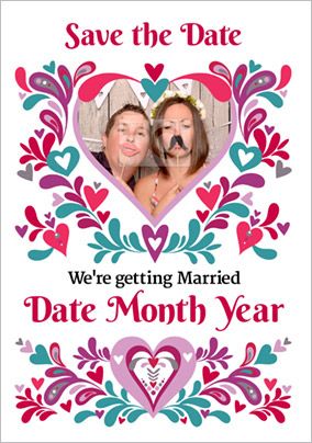 Folklore - Save the Date Heart Photo Wedding Card