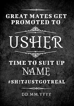Promoted To Usher Wedding Personalised Card