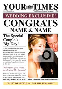 Spoof Newspaper - Wedding Congrats