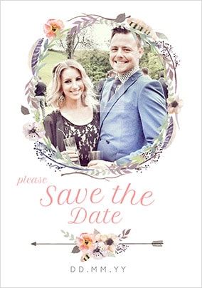 Save The Date Boho Photo Wedding Card