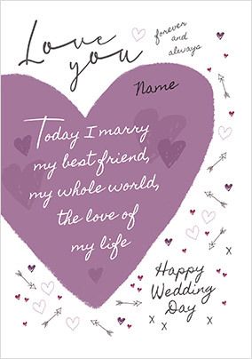Today I marry my Best Friend personalised Wedding Card