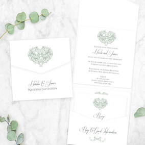 Elegant Love Heart  - Pocketfold Wedding Invitation & RSVP